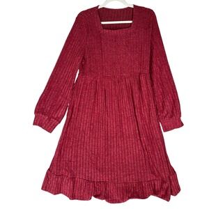 Yesfashion Kohl's Wine Red Long Sleeve Sweater Dress So Soft Women's Medium NWT